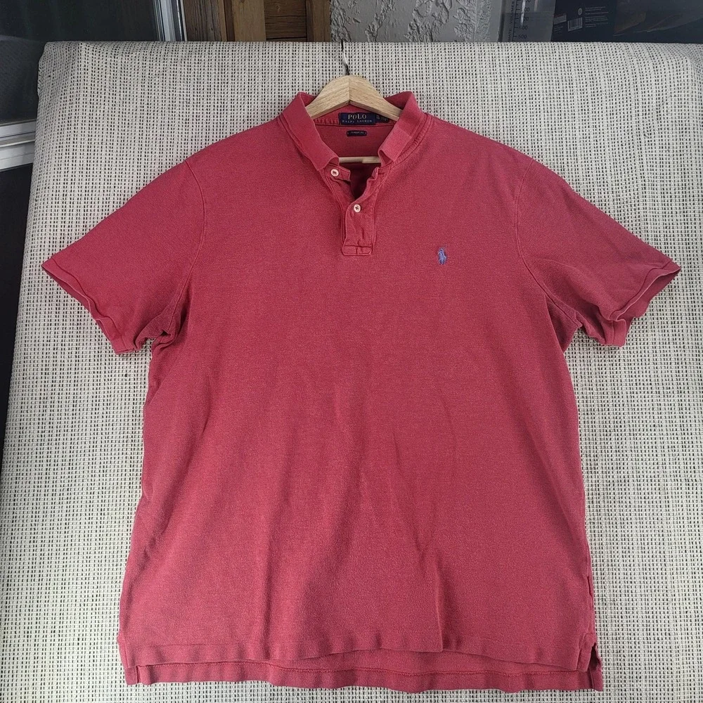 Polo Ralph Lauren‎ Polo Shirt Mens XL Red Classic Fit Short Sleeve Pony Logo